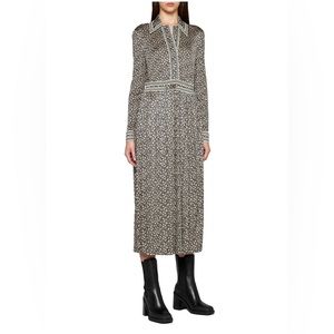 Tory Burch Pleated Floral Pique Midi Shirtdress